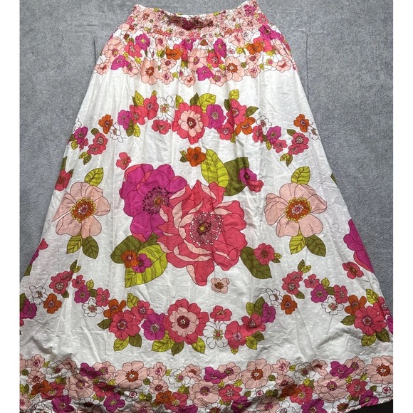Anthropologie Briar Smocked Waist Maxi Skirt Love The Label Floral Large Retro - Picture 11 of 12